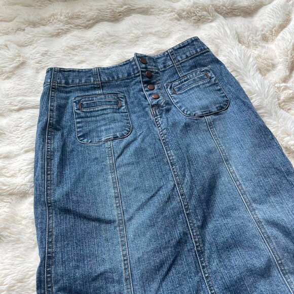 GAP Y2K Low Rise Trumpet Style Denim Midi Skirt - Picture 6 of 6